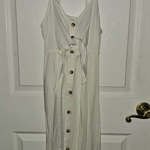 Mimi Chica White Button-Front Midi Dress